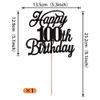 Rsstarxi 1 Pack Happy 100th Birthday Cake Topper Black Glitter 100 & Fabulous Cheers to 100 Years Old Birthday Cake Pick for Celebrating 100th Birthday Anniversary Party Cake Decorations Supplies view 3