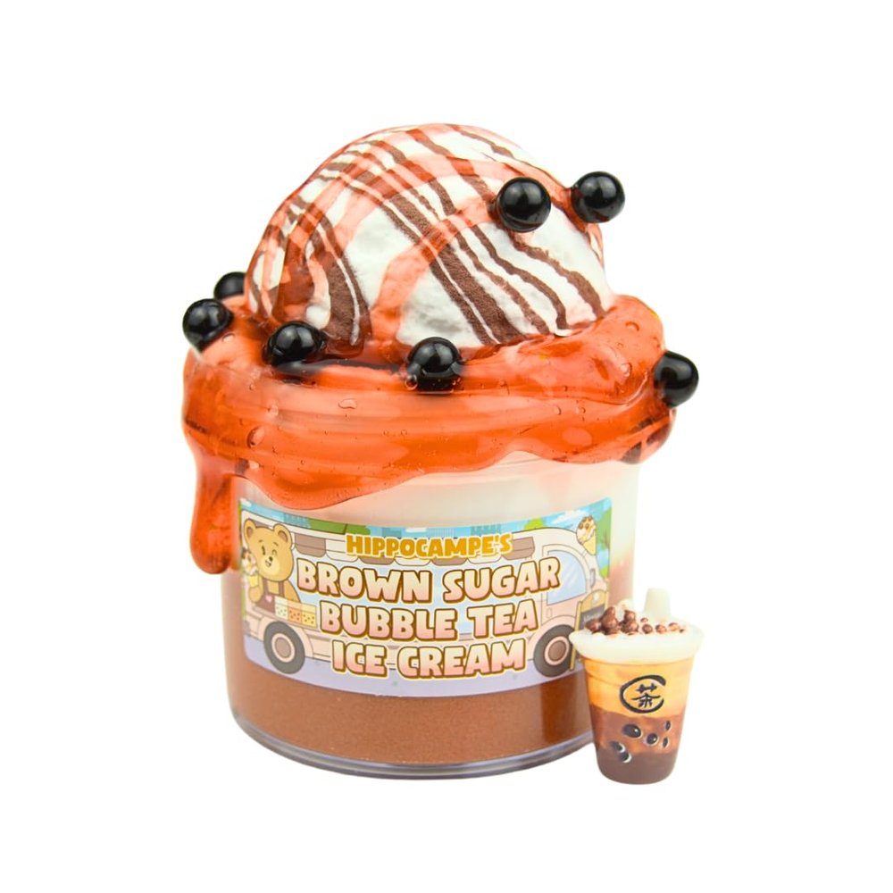 Brown Sugar Bubble Tea Ice Cream Slime (Scented) | Handmade Slime | Hippocampe Slimes (8OZ)