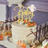Rsstarxi 1 Pack Spooky Baby Boo Cake Topper Glitter Little Boo Ghost Cake Pick Baby Shower Cake Decorations for Halloween Theme Kids Birthday Party Supplies Gold view 2
