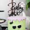 Rsstarxi 1 Pack Ghost Baby Boo Cake Topper Glitter Spooky Little Boo Cake Pick for Halloween Theme Baby Shower Kids Boys Girls Birthday Party Cake Decorations Supplies Black view 2