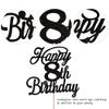 Rsstarxi 1 Pack Happy 8th Birthday Cake Topper Black Glitter 8 & Fabulous Cheers to 8 Years Old Birthday Cake Pick for Celebrating 8th Birthday Anniversary Party Cake Decorations Supplies view 2