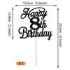 Rsstarxi 1 Pack Happy 8th Birthday Cake Topper Black Glitter 8 & Fabulous Cheers to 8 Years Old Birthday Cake Pick for Celebrating 8th Birthday Anniversary Party Cake Decorations Supplies view 3