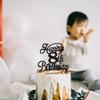 Rsstarxi 1 Pack Happy 8th Birthday Cake Topper Black Glitter 8 & Fabulous Cheers to 8 Years Old Birthday Cake Pick for Celebrating 8th Birthday Anniversary Party Cake Decorations Supplies view 4
