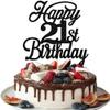 Rsstarxi 1 Pack Happy 21st Birthday Cake Topper Black Glitter 21 & Fabulous Cheers to 21 Years Old Birthday Cake Pick for Celebrating 21st Birthday Anniversary Party Cake Decorations Supplies view 1