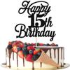 Rsstarxi 1 Pack Happy 15th Birthday Cake Topper Black Glitter 15 & Fabulous Cheers to 15 Years Old Birthday Cake Pick for Celebrating 15th Birthday Anniversary Party Cake Decorations Supplies view 1