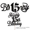 Rsstarxi 1 Pack Happy 15th Birthday Cake Topper Black Glitter 15 & Fabulous Cheers to 15 Years Old Birthday Cake Pick for Celebrating 15th Birthday Anniversary Party Cake Decorations Supplies view 2