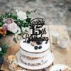 Rsstarxi 1 Pack Happy 15th Birthday Cake Topper Black Glitter 15 & Fabulous Cheers to 15 Years Old Birthday Cake Pick for Celebrating 15th Birthday Anniversary Party Cake Decorations Supplies view 4