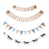 Horse Birthday Decorations  Happy Birthday Burlap Banner  Felt Horse Garland and Pennant Banner  Western Party Decorations - Horse Party Supplies view 1