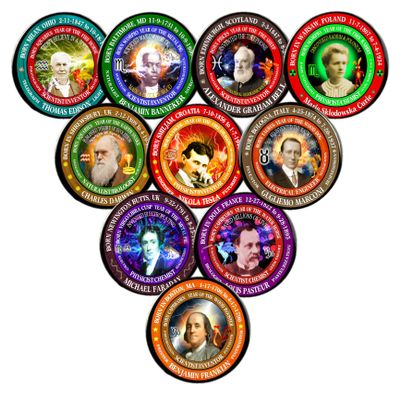 Pack-10 Valxart Heroes Scientist #1 Astrology + Chinese Zodiac Year (2.25", Magnet)