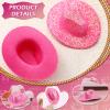 Sotiff 12 Pcs Mini Western Cowboy Hat Small Disco Hat Miniature Cute Cap for Party Drinks Cupcake Toppers(Glitter Pink) view 2