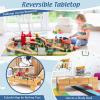 Costzon Train Table, 2 in 1 Kids Activity Table w/Storage Drawer, 100 Multicolor Pieces, Railway, Track, Cars, City, DIY Design, Reversible Tabletop, Gift for Boys Girls, Wooden Train Set (Natural) view 3