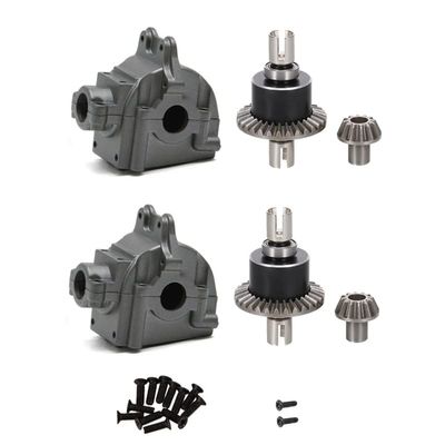 2 Pack Metal Differential and Gear Box Set for Wltoys 144001 144002 144010 124016 124018 124019 RC Car Upgrade Parts ( Color : Gray )