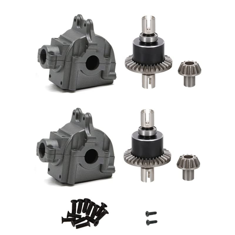 2 Pack Metal Differential and Gear Box Set for Wltoys 144001 144002 144010 124016 124018 124019 RC Car Upgrade Parts ( Color : Gray )