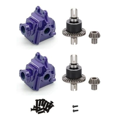 2 Pack Metal Differential and Gear Box Set for Wltoys 144001 144002 144010 124016 124018 124019 RC Car Upgrade Parts ( Color : Purple )