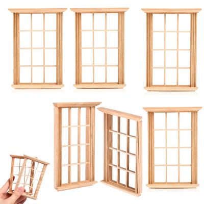 6Pcs Dollhouse Windows 1:12 Scale Miniature Windows Frame Model for Dolls Houses Decoration (4.52X3.26X0.79inch)