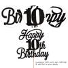 Rsstarxi 1 Pack Happy 10th Birthday Cake Topper Black Glitter 10 & Fabulous Cheers to 10 Years Old Birthday Cake Pick for Celebrating 10th Birthday Anniversary Party Cake Decorations Supplies view 2