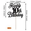 Rsstarxi 1 Pack Happy 10th Birthday Cake Topper Black Glitter 10 & Fabulous Cheers to 10 Years Old Birthday Cake Pick for Celebrating 10th Birthday Anniversary Party Cake Decorations Supplies view 3