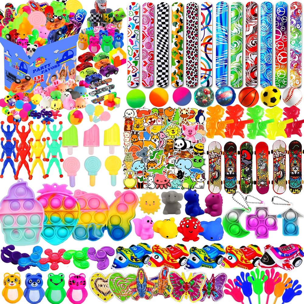 Beilunt 132 Pcs Party Favors - Assortment Treasure Box Toys for Kids 4-8, Classroom Prizes, Goodie Bags Stuffers, Christmas Stocking Stuffers, Pinata Fillers, Carnival Prizes
