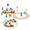 Wooden Train Tracks Toys for Toddler, 33 Pieces Magnetic Train with Wooden Tracks Fits for Thomas, Brio, Chuggington, Melissa and Doug, Rail Set Toy Gifts for 3 4 5 Years Old Girls & Boys view 1