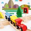 Wooden Train Tracks Toys for Toddler, 33 Pieces Magnetic Train with Wooden Tracks Fits for Thomas, Brio, Chuggington, Melissa and Doug, Rail Set Toy Gifts for 3 4 5 Years Old Girls & Boys view 2