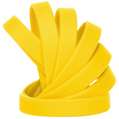 LVNRIDS Solid Color 50 Silicone Wristbands Rubber Bracelets for Children, 7 inch Wholesale Sports Rubber Elastic Wristband Bracelet Bulk Gifts for Teacher Supplies Party Decorations Yellow