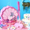 Faccito Seashell Mermaid Piatas for Birthday Party Girl, Sea Theme Piata with Stick, Blindfold for Mermaid Birthday Decorations Supplies(Pearl) view 4