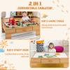 GLACER Kids Wooden Train Table Set, 100-Piece Multipurpose Activity Table with 2-in-1 Reversible & Removable Tabletop, Large Capacity Storage Drawer, Vehicles, Houses, DIY Gift for Aged 3+, Natural view 2