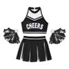 Oyolan Girls Cheer Uniform Outfit Cheer Leader Halloween Costume Vest with Pleated Skirt Tassel Flower Balls Black B 14 Years view 3