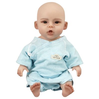 SUAISKR 18 Inch Soft Realistic Silicone Newborn Baby Dolls Not Vinyl Lifelike Cute Full Silicone Body Doll with Skeleton (Bronze, boy Open Eyes)
