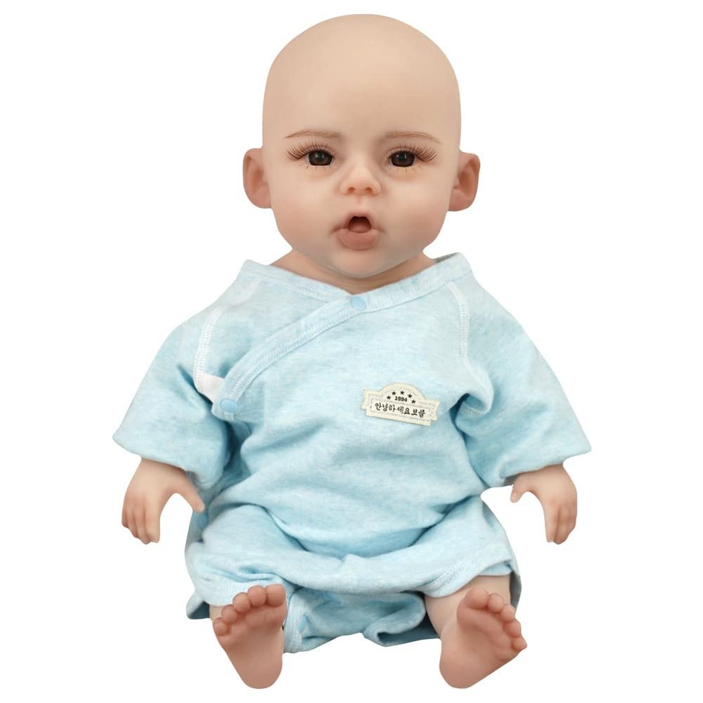 SUAISKR 18 Inch Soft Realistic Silicone Newborn Baby Dolls Not Vinyl Lifelike Cute Full Silicone Body Doll with Skeleton (Bronze, boy Open Eyes)