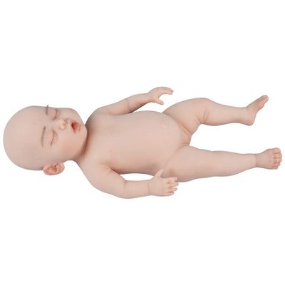 SUAISKR 18 Inch Soft Realistic Silicone Newborn Baby Dolls Not Vinyl Lifelike Cute Full Silicone Body Doll with Skeleton (Ivory, Girl Close Eyes)