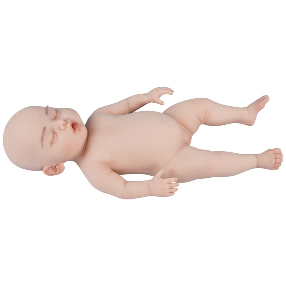 SUAISKR 18 Inch Soft Realistic Silicone Newborn Baby Dolls Not Vinyl Lifelike Cute Full Silicone Body Doll with Skeleton (Ivory, Girl Close Eyes)