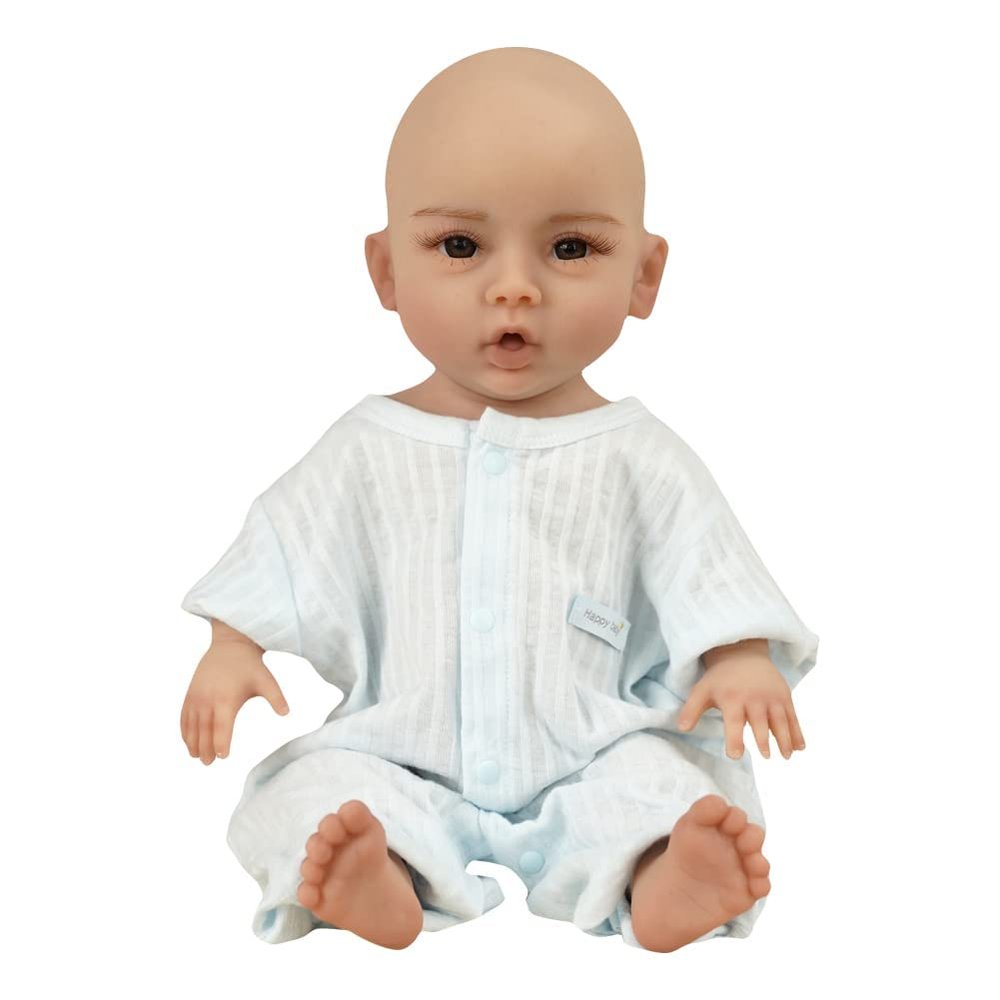 SUAISKR 18 Inch Soft Realistic Silicone Newborn Baby Dolls Not Vinyl Lifelike Cute Full Silicone Body Doll with Skeleton (Ivory, Girl Open Eyes)