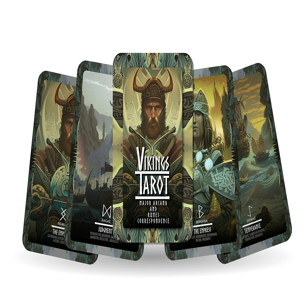 Vikings Tarot - Norse Cards - Major Arcana - Runes - Nordic Tarot Cards | Fortune Telling Tarot Cards Deck for Beginners | Authentic Tarot Experience - Set of 24 Cards