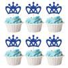 24Pcs Crown Cupcake Toppers Blue Glitter King Crown Cupcake Picks for King Prince Theme Baby Shower boys Wedding Birthday Party Cake Decorations Supplies view 1