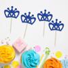 24Pcs Crown Cupcake Toppers Blue Glitter King Crown Cupcake Picks for King Prince Theme Baby Shower boys Wedding Birthday Party Cake Decorations Supplies view 3