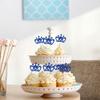 24Pcs Crown Cupcake Toppers Blue Glitter King Crown Cupcake Picks for King Prince Theme Baby Shower boys Wedding Birthday Party Cake Decorations Supplies view 4