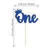 24Pcs Crown Cupcake Toppers Blue Glitter Crown One Cupcake Toppers Prince 1st Birthday Crown Cupcake Decors for Prince Crown Theme Baby Shower Party Decoration Supplies view 2