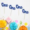 24Pcs Crown Cupcake Toppers Blue Glitter Crown One Cupcake Toppers Prince 1st Birthday Crown Cupcake Decors for Prince Crown Theme Baby Shower Party Decoration Supplies view 3