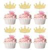 24Pcs Crown Cupcake Toppers Glitter Queen Crown Cupcake Picks for Queen Princess Theme Baby Shower Girls Wedding Birthday Party Cake Decorations Supplies Gold view 1