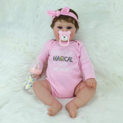 ZCNYCLAM Reborn Baby Girl Dolls, 18" Realistic Newborn Baby Dolls with Soft Vinyl Silicone Full Body for Girls, Lifelike Baby Dolls with Soft Headband for 3+ Aged Kids Women