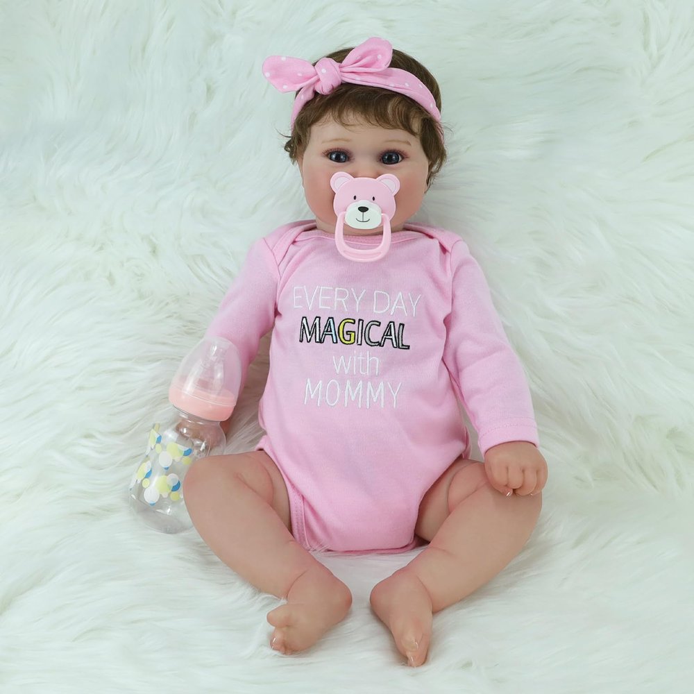 ZCNYCLAM Reborn Baby Girl Dolls, 18" Realistic Newborn Baby Dolls with Soft Vinyl Silicone Full Body for Girls, Lifelike Baby Dolls with Soft Headband for 3+ Aged Kids Women