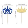 24Pcs Crown Cupcake Toppers Prince and Princes Blue Gold Glitter Royal Crown Cupcake Picks King Queen Crown Cupcake Decors for Prince Crown Theme Baby Shower Party Decoration Supplies view 2