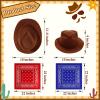 Hillban 72 Pcs Western Cowboy Hat and Paisley Bandana Set for Kids Felt Cowboy Party Hats for Costume Party Favors(Brown) view 2