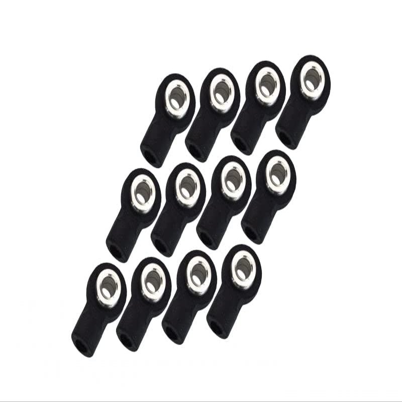 Nylon Ball Links With 5.8X3X6mm Balls (10mm Long) For 1/14-1/18 Scale 3mm Clockwise And Anticlockwise Turnbuckle - 12Pcs Set Black