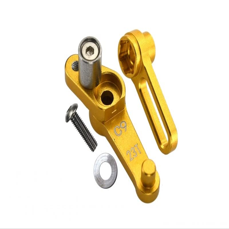 Aluminium Servo Arm 23T (C9) & Steering Arm (C10) For 1/8 Kyosho Motorcycle NSR500-2Pc Set Gold
