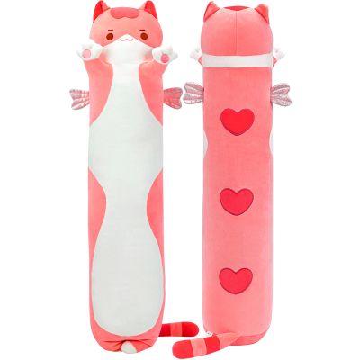 Mewaii Long Cat Plush 5 Sizes, 120% Extra Filling Giant Plushness Kids Body Pillow, Kawaii Cute Pink Cat Stuffed Animals Plushies, Big Long Body Pillow Cat Plush Gift for Girls 28