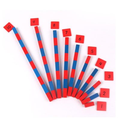 Jerliflyer Numerical Rods, Elite Montessori Small Number Rods,Elite Montessori Wood Red Long Sticks Family Version Math Number Rods,Kid Education