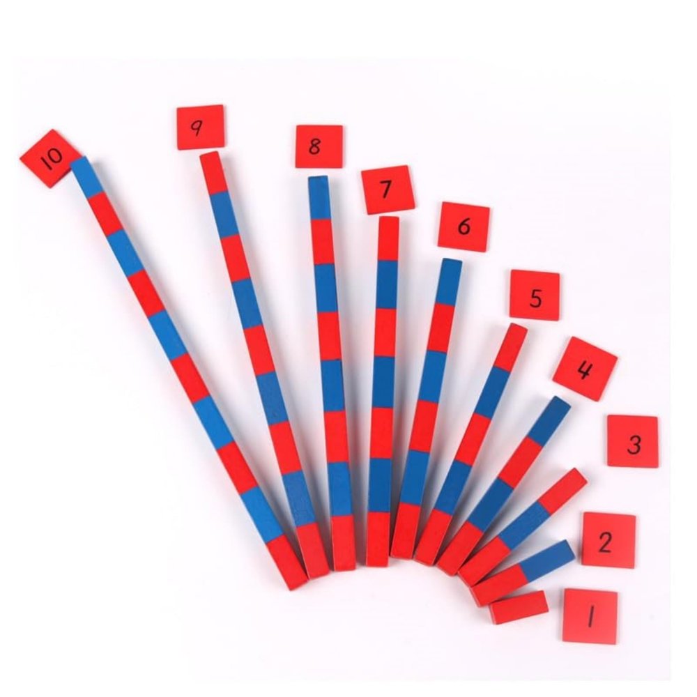 Jerliflyer Numerical Rods, Elite Montessori Small Number Rods,Elite Montessori Wood Red Long Sticks Family Version Math Number Rods,Kid Education