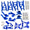 Rcarmumb Upgrades Part for 1/10 Rustler 4x4 BL-2S#67164-4,Alloy Front Rear Suspension Arm,Steering Blocks,Caster Block,Rear Stub Axle Carriers,Steering Block,Shock Tower Set,Navy Blue view 1
